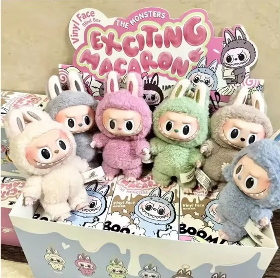 POP MART Labubu, Kawaii Monster Series Labubu, Macaron Pendant Doll Monster Keychain Birthday Gift.