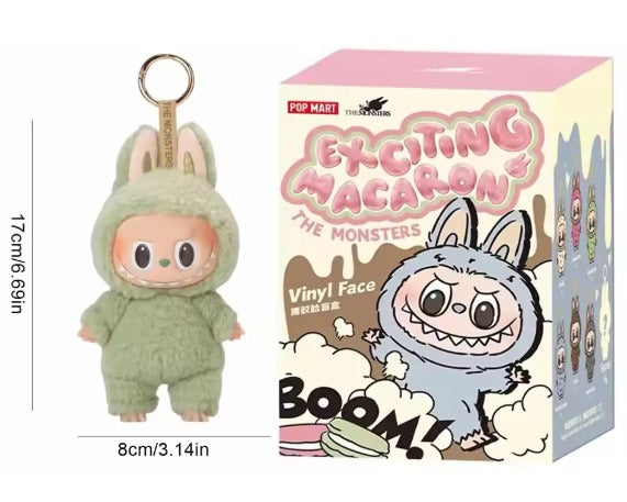 POP MART Labubu, Kawaii Monster Series Labubu, Macaron Pendant Doll Monster Keychain Birthday Gift.