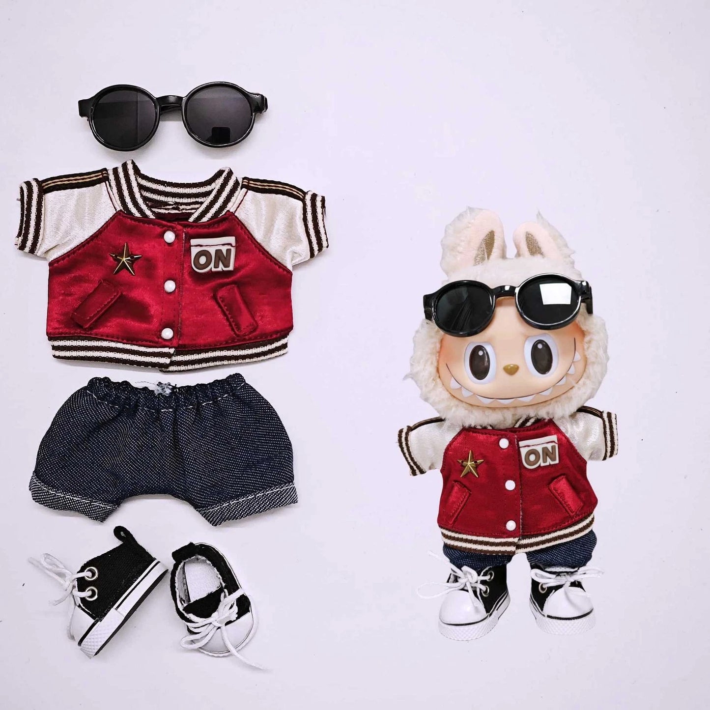 DIY Baseball Clothes Set for POP MART LABUBU Plush Monsters DOLL Not included