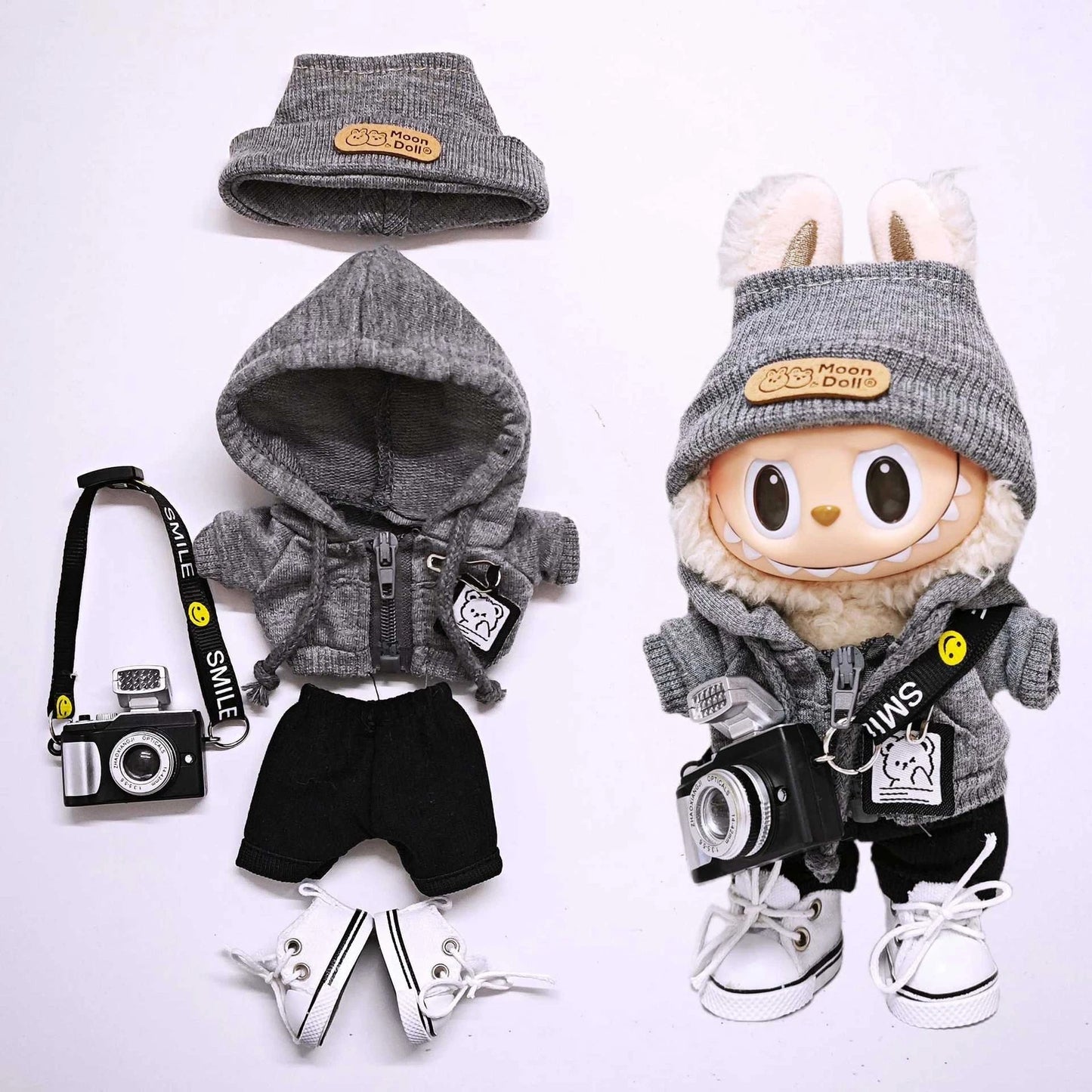 CUSTOM LABUBU Clothes Set Fashion Gray Sweater Outfit for Monsters Plush NO DOLL INCLUDED