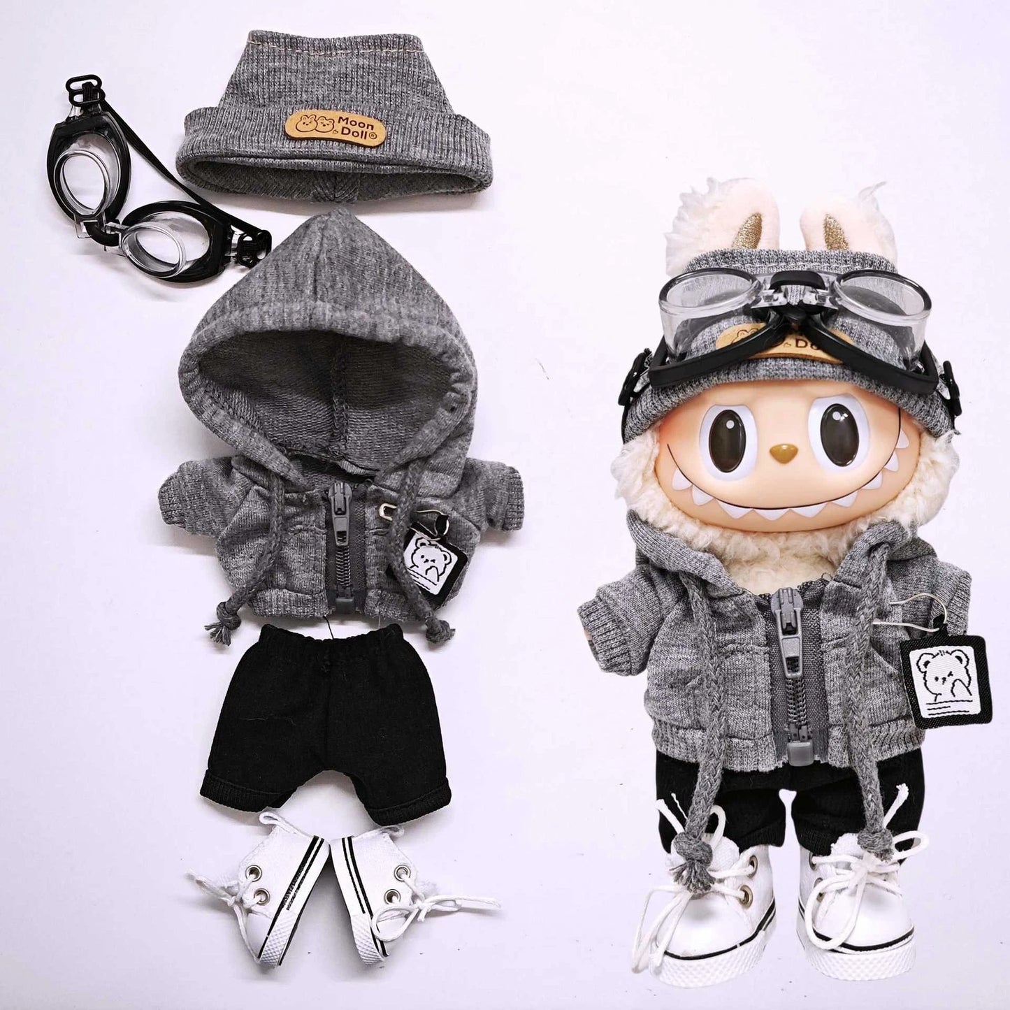 CUSTOM LABUBU Clothes Set Fashion Gray Sweater Outfit for Monsters Plush NO DOLL INCLUDED
