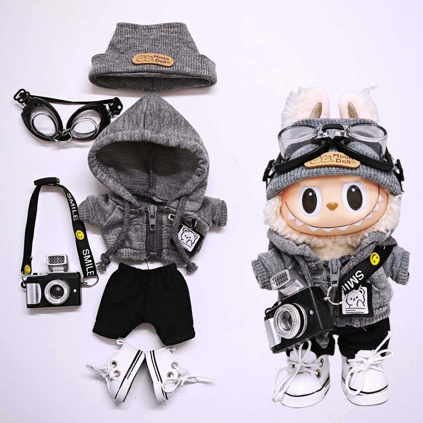 CUSTOM LABUBU Clothes Set Fashion Gray Sweater Outfit for Monsters Plush NO DOLL INCLUDED